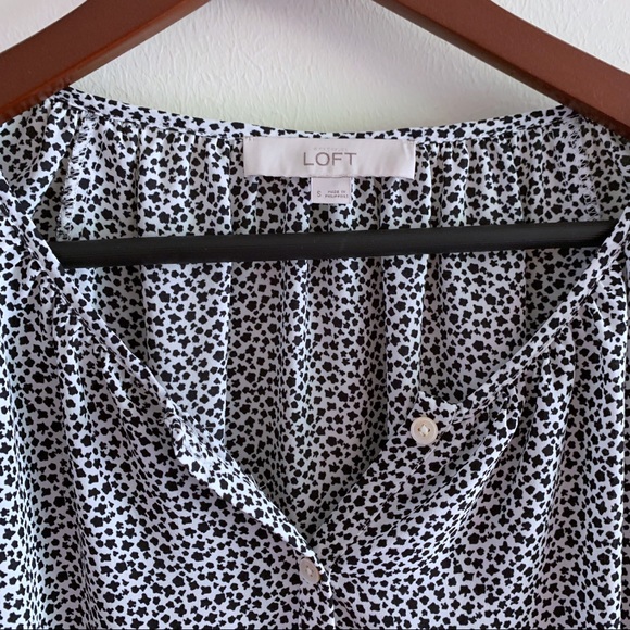 Loft Spotted Yoke Flowing Blouse - Picture 4 of 5